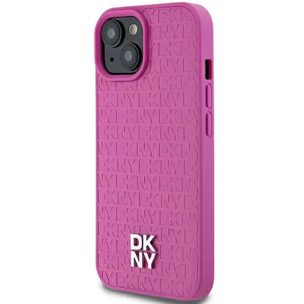 DKNY Leather Pattern Metal Logo MagSafe case for iPhone 15 / 14 / 13 - pink - Cell phone cases and covers<<<HurtelXML