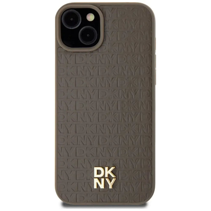 DKNY Leather Pattern Metal Logo MagSafe case for iPhone 15 / 14 / 13 - brown - Cell phone cases and covers<<<HurtelXML