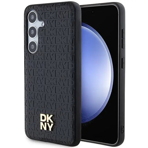 DKNY Leather Pattern Metal Logo MagSafe case for Samsung Galaxy S24 - black - Cell phone cases and covers<<<HurtelXML