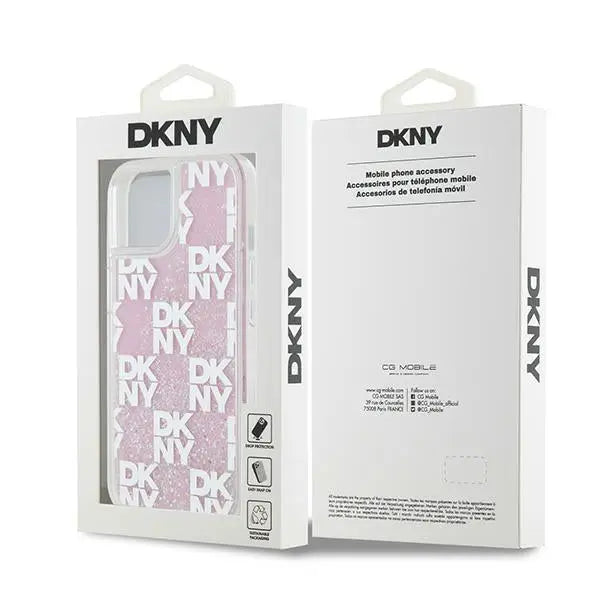 DKNY Liquid Glitter Multilogo case for iPhone 15 / 14 / 13 - pink - Cell phone cases and covers<<<HurtelXML