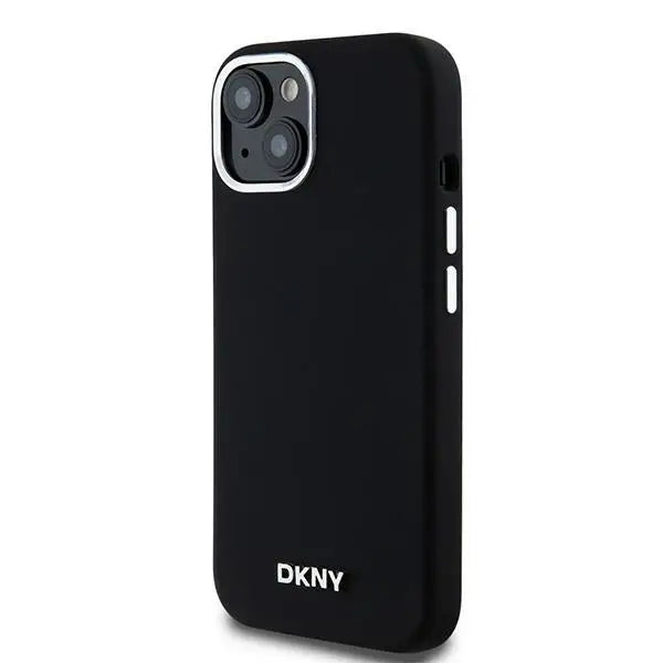 DKNY Liquid Silicone Small Metal Logo MagSafe Case for iPhone 15 Plus / 14 Plus - Black - Cell phone cases
