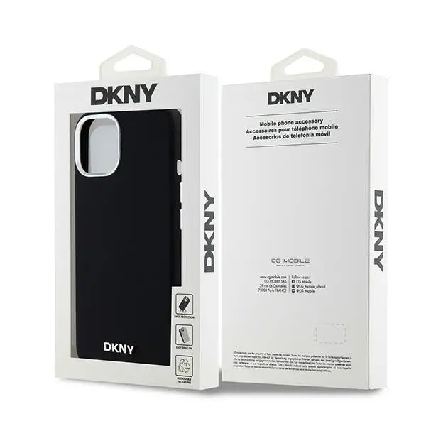 DKNY Liquid Silicone Small Metal Logo MagSafe Case for iPhone 15 Plus / 14 Plus - Black - Cell phone cases