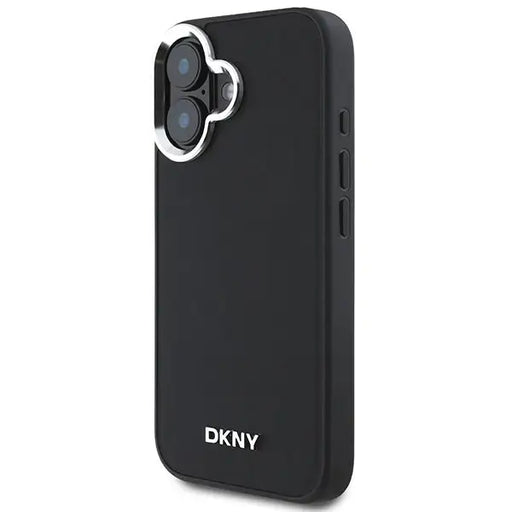 DKNY Plain Silver Logo MagSafe iPhone 16 Case - Black - Cell phone cases and covers<<<HurtelXML