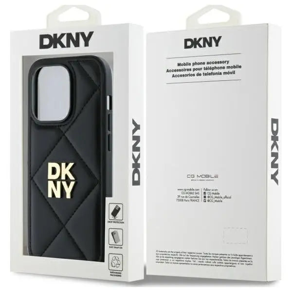 DKNY Quilted Stack Logo iPhone 14 Pro Case - Black - Cell phone cases and covers<<<HurtelXML