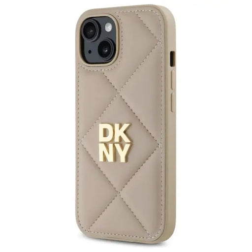 DKNY Quilted Stack Logo iPhone 15 Case - Beige - Cell phone cases and covers<<<HurtelXML