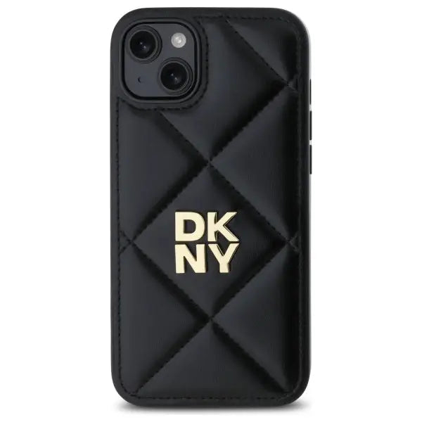 DKNY Quilted Stack Logo iPhone 15 Plus Case - Black - Cell phone cases and covers<<<HurtelXML