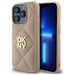 DKNY Quilted Stack Logo iPhone 15 Pro Case - Beige - Cell phone cases and covers<<<HurtelXML