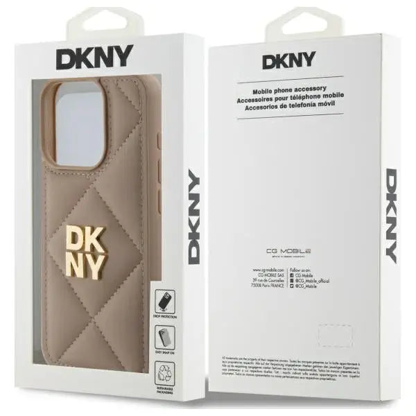 DKNY Quilted Stack Logo iPhone 15 Pro Case - Beige - Cell phone cases and covers<<<HurtelXML