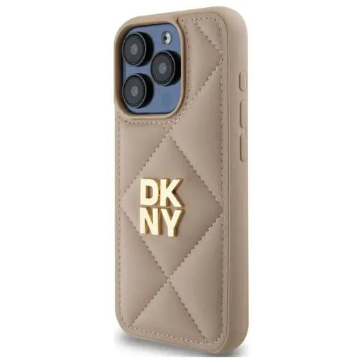 DKNY Quilted Stack Logo iPhone 15 Pro Case - Beige - Cell phone cases and covers<<<HurtelXML