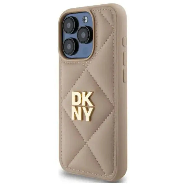DKNY Quilted Stack Logo iPhone 15 Pro Case - Beige - Cell phone cases and covers<<<HurtelXML