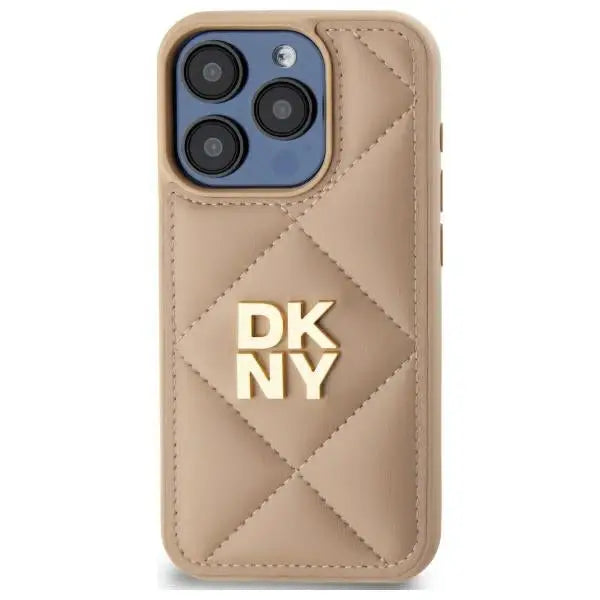 DKNY Quilted Stack Logo iPhone 15 Pro Max Case - Beige - Cell phone cases and covers<<<HurtelXML