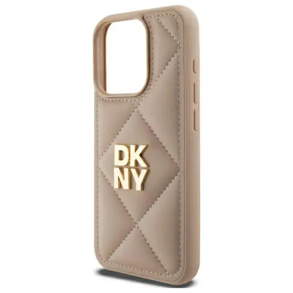 DKNY Quilted Stack Logo iPhone 15 Pro Max Case - Beige - Cell phone cases and covers<<<HurtelXML