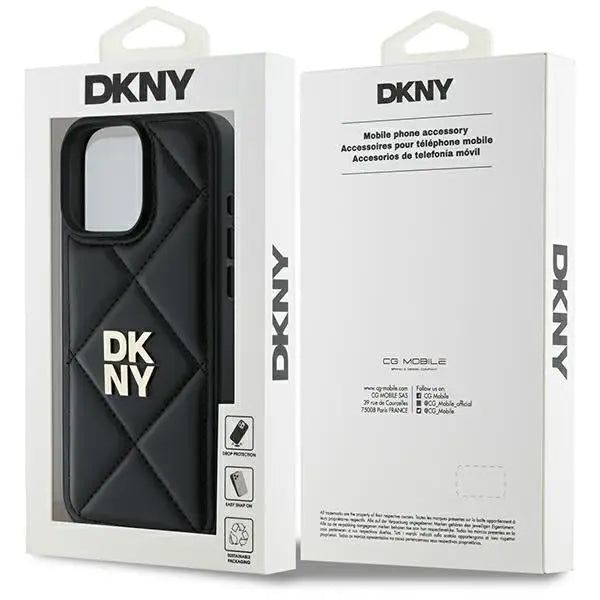 DKNY Quilted Stack Logo iPhone 16 Pro Case - Black - Cell phone cases and covers<<<HurtelXML