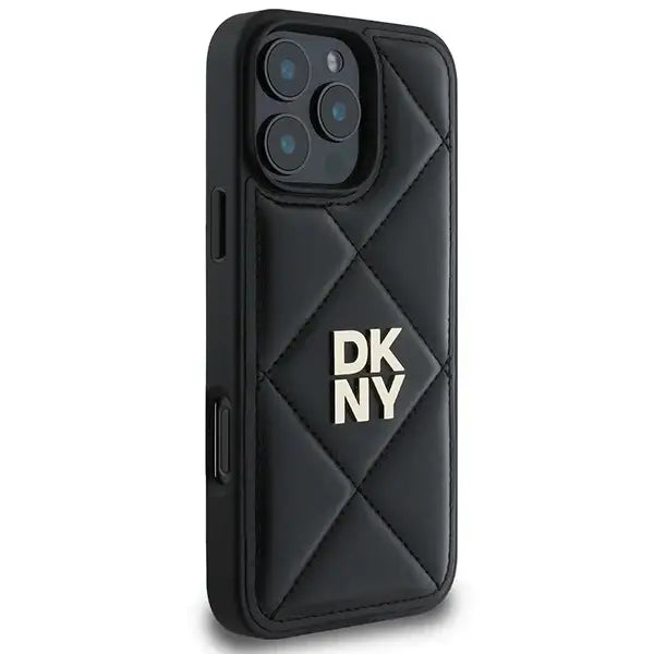 DKNY Quilted Stack Logo iPhone 16 Pro Max Case - Black - Cell phone cases and covers<<<HurtelXML