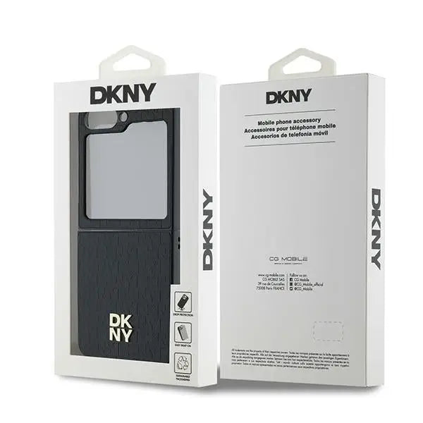 DKNY Repeat Pattern Stack Logo Case for Samsung Galaxy Z Flip6 - Black - Cell phone cases and covers<<<HurtelXML