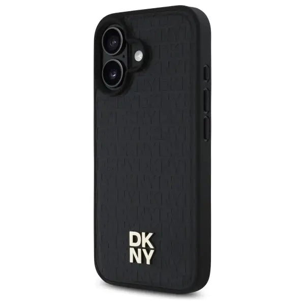 DKNY Repeat Pattern Stack Logo MagSafe iPhone 16 Case - Black - Cell phone cases and covers<<<HurtelXML