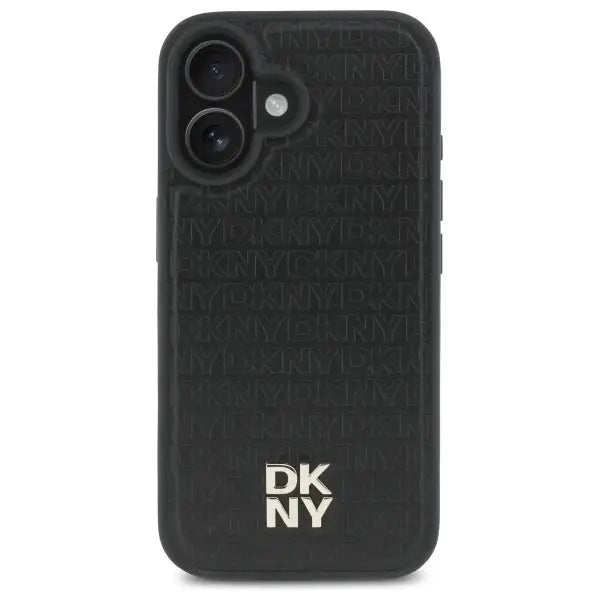 DKNY Repeat Pattern Stack Logo MagSafe iPhone 16 Case - Black - Cell phone cases and covers<<<HurtelXML