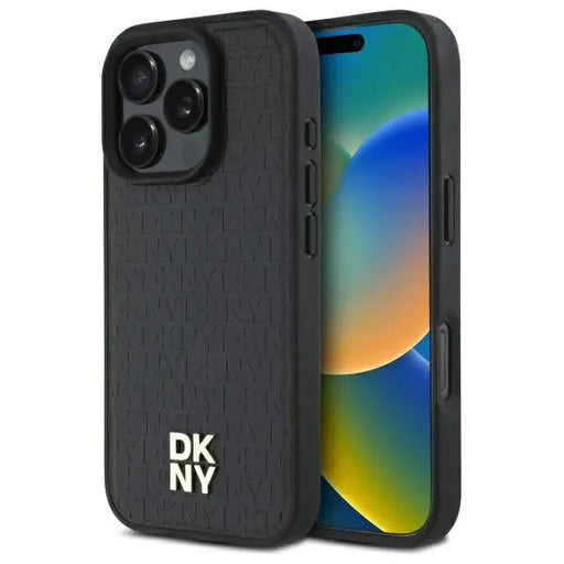 DKNY Repeat Pattern Stack Logo MagSafe iPhone 16 Pro Max Case - Black - Cell phone cases and covers<<<HurtelXML