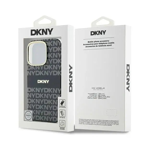 DKNY Repeat Texture Pattern With Stripe case for iPhone 16 Pro - black - Cell phone cases and covers<<<HurtelXML