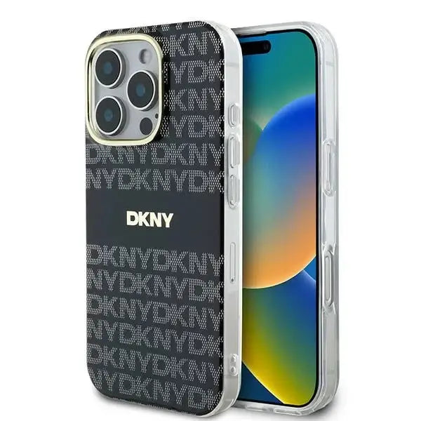 DKNY Repeat Texture Pattern With Stripe case for iPhone 16 Pro - black - Cell phone cases and covers<<<HurtelXML