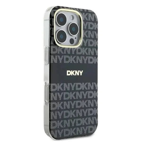DKNY Repeat Texture Pattern With Stripe case for iPhone 16 Pro Max - black - Cell phone cases and covers<<<HurtelXML