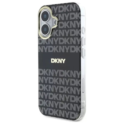 DKNY Repeat Texture Pattern With Stripe iPhone 16 Case - Black - Cell phone cases and covers<<<HurtelXML
