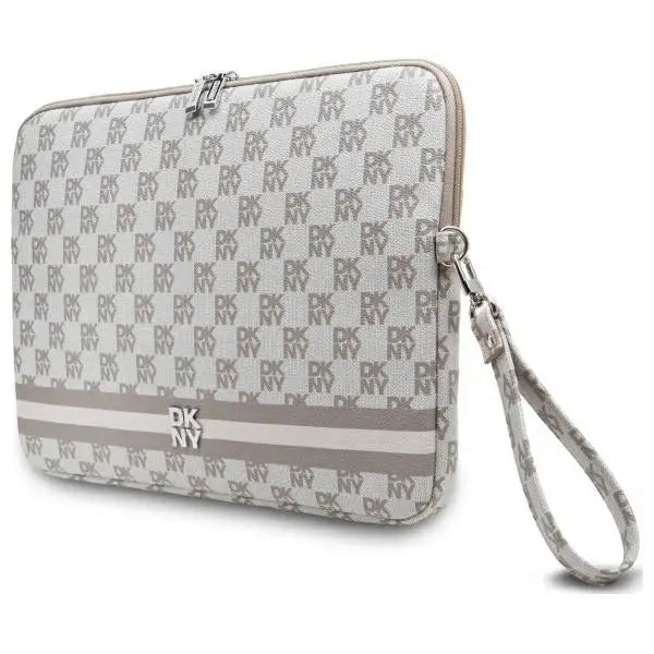 DKNY Sleeve Checkered Pattern Printed Stripes 14’’ Laptop Case - Beige - Laptop bags<<<HurtelXML