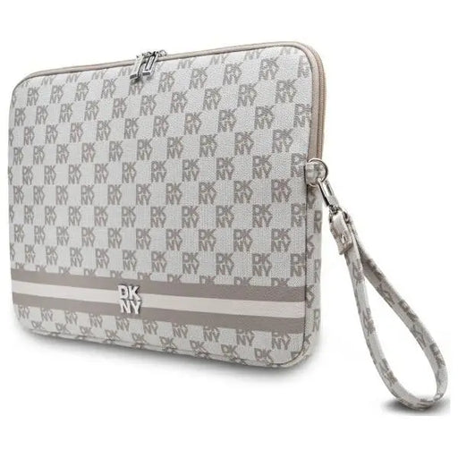 DKNY Sleeve Checkered Pattern Printed Stripes 16’’ Laptop Case - Beige - Laptop bags<<<HurtelXML