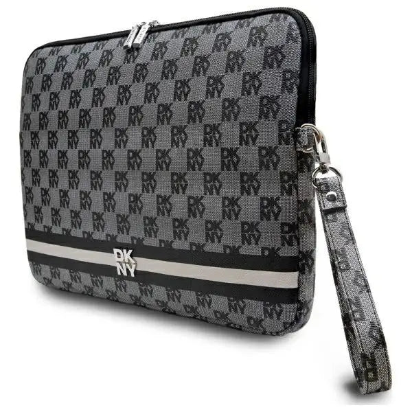 DKNY Sleeve Checkered Pattern Printed Stripes 16’’ Laptop Case - Black - Laptop bags<<<HurtelXML
