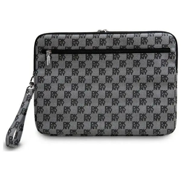 DKNY Sleeve Checkered Pattern Printed Stripes 16’’ Laptop Case - Black - Laptop bags<<<HurtelXML