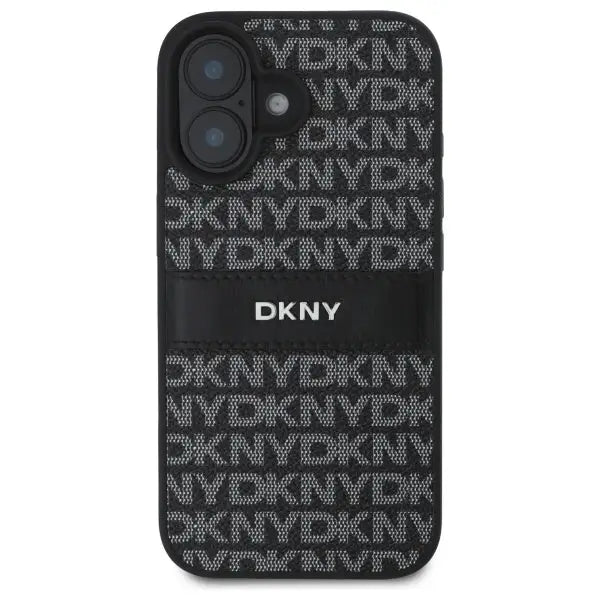 DKNY Texture Pattern Tonal Stripe iPhone 16 Case - Black - Cell phone cases and covers<<<HurtelXML