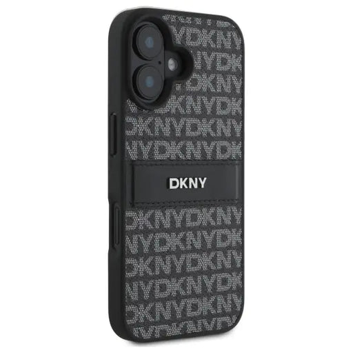 DKNY Texture Pattern Tonal Stripe iPhone 16 Case - Black - Cell phone cases and covers<<<HurtelXML