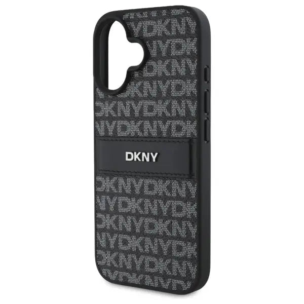 DKNY Texture Pattern Tonal Stripe iPhone 16 Case - Black - Cell phone cases and covers<<<HurtelXML