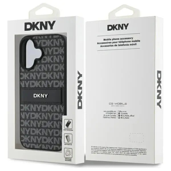 DKNY Texture Pattern Tonal Stripe iPhone 16 Case - Black - Cell phone cases and covers<<<HurtelXML