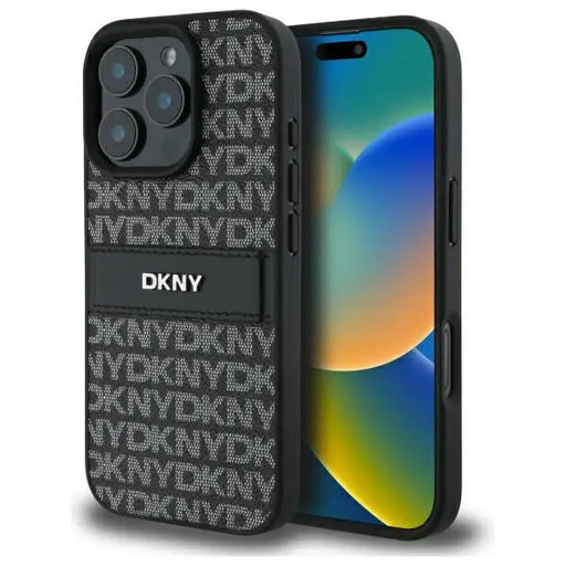 DKNY Texture Pattern Tonal Stripe iPhone 16 Pro Max Case - Black - Cell phone cases and covers<<<HurtelXML