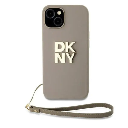 DKNY Wrist Strap Stock Logo case for iPhone 15 Plus - beige - Cell phone cases and covers<<<HurtelXML