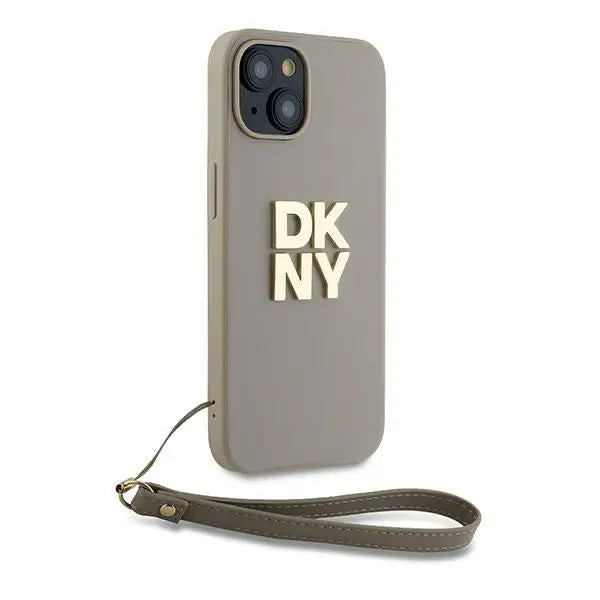 DKNY Wrist Strap Stock Logo case for iPhone 15 Plus - beige - Cell phone cases and covers<<<HurtelXML
