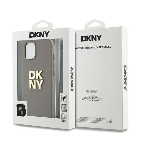 DKNY Wrist Strap Stock Logo case for iPhone 15 Plus - beige - Cell phone cases and covers<<<HurtelXML