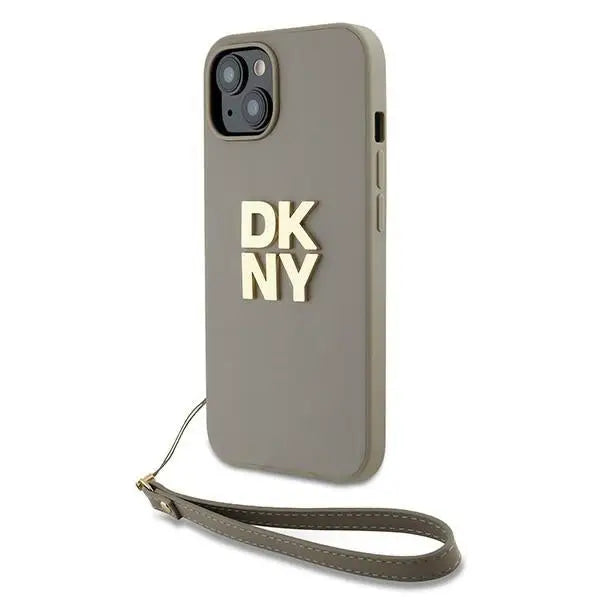 DKNY Wrist Strap Stock Logo case for iPhone 15 Plus - beige - Cell phone cases and covers<<<HurtelXML