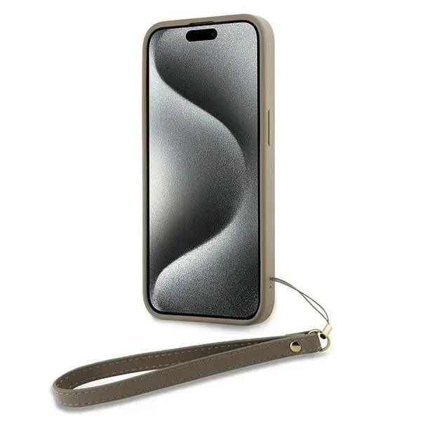 DKNY Wrist Strap Stock Logo case for iPhone 15 Plus - beige - Cell phone cases and covers<<<HurtelXML