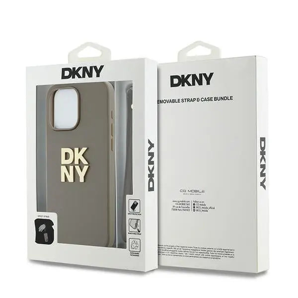 DKNY Wrist Strap Stock Logo case for iPhone 15 Pro - beige - Cell phone cases and covers<<<HurtelXML