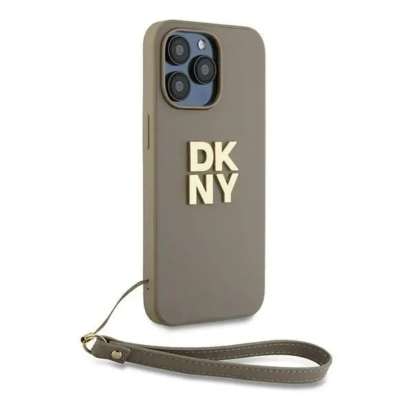 DKNY Wrist Strap Stock Logo case for iPhone 15 Pro - beige - Cell phone cases and covers<<<HurtelXML