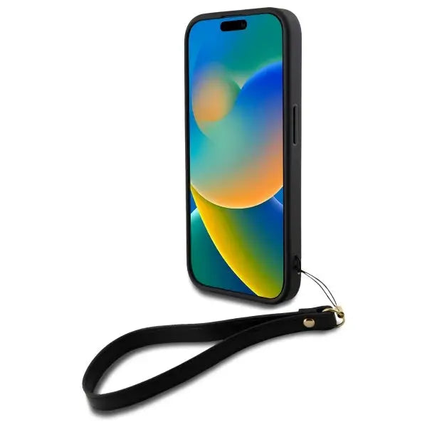 DKNY Wrist Strap Stock Logo iPhone 16 Case - Black - Cell phone cases and covers<<<HurtelXML