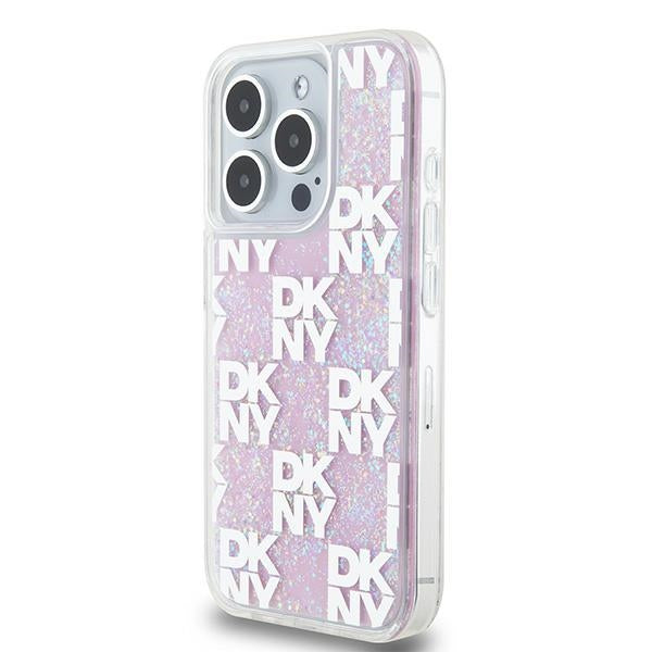 DKNY Liquid Glitter Multilogo case for iPhone 15 Pro - pink