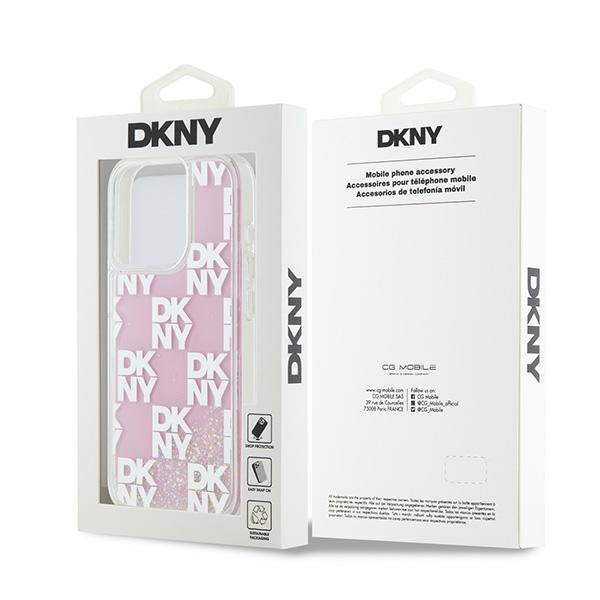 DKNY Liquid Glitter Multilogo case for iPhone 15 Pro - pink