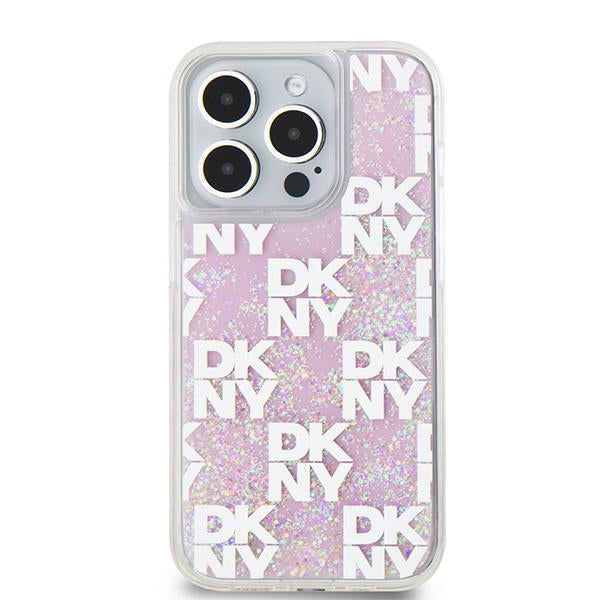 DKNY Liquid Glitter Multilogo case for iPhone 15 Pro - pink