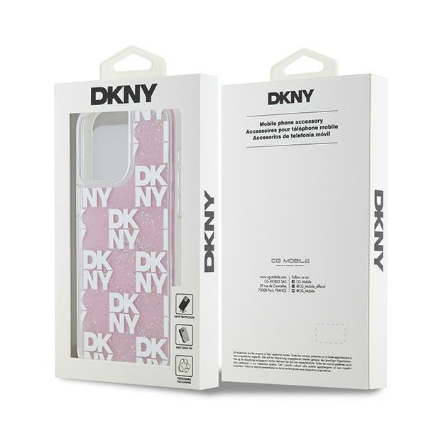 DKNY Liquid Glitter Multilogo case for iPhone 15 Pro Max - pink