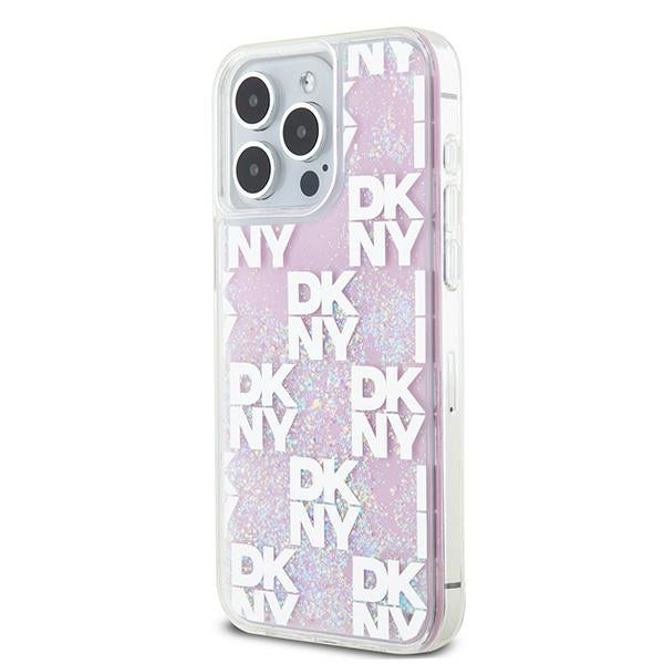 DKNY Liquid Glitter Multilogo case for iPhone 15 Pro Max - pink