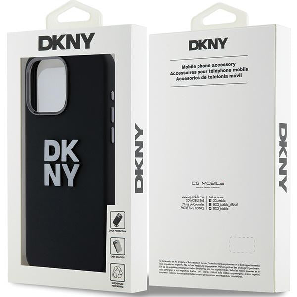 DKNY Liquid Silicone Metal Logo iPhone 15 Pro Max Case - Black