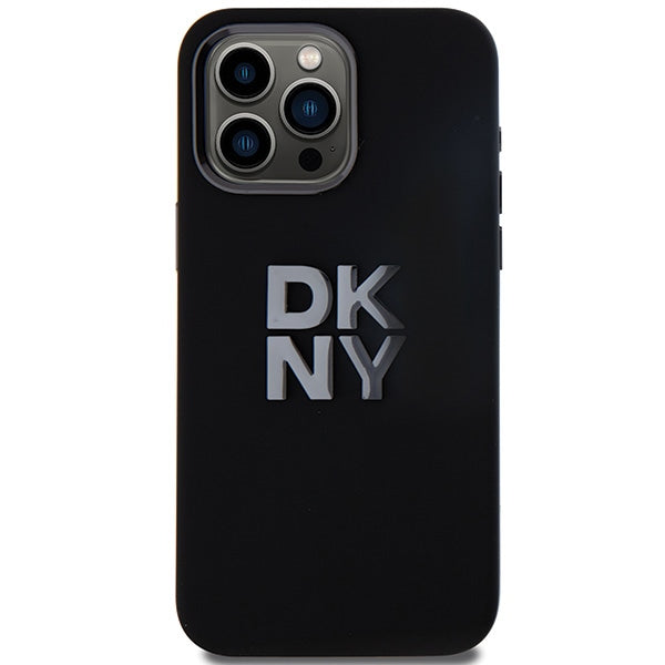 DKNY Liquid Silicone Metal Logo iPhone 15 Pro Max Case - Black